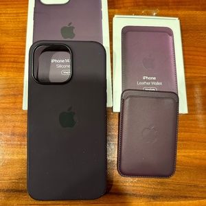 Apple iPhone 14 Pro Max Silicone Case & Leather Wallet